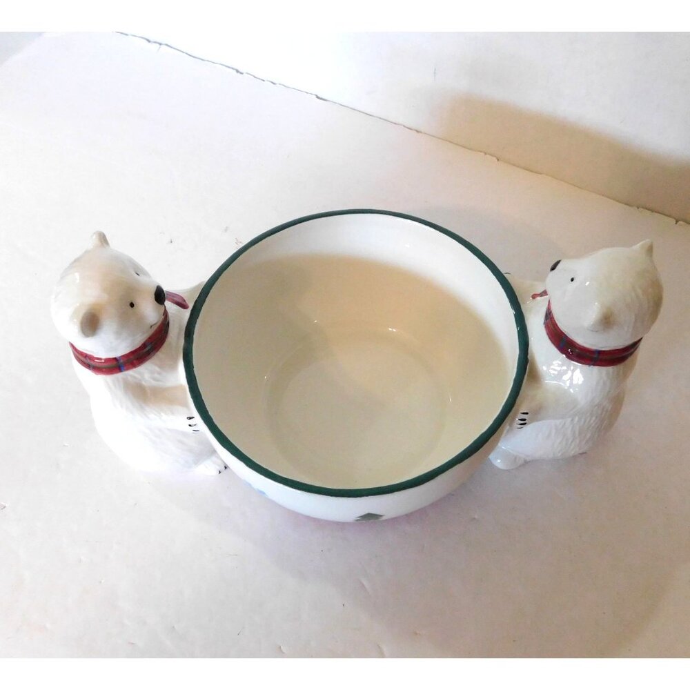 Pfaltzgraff Snow Bear Candy Dish Original Box Retired Polar Bears Holidays - Picture 9 of 13